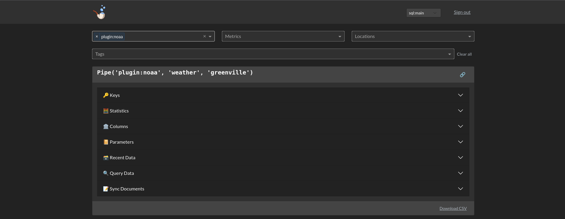 Pipe card on the web console